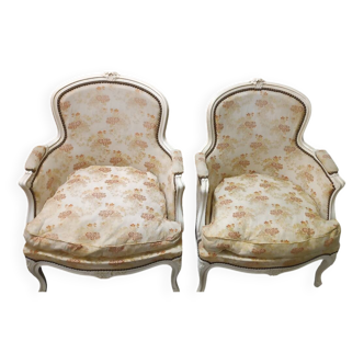 Pair of Louis XV style Bergère armchairs