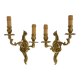 Old pair of wall sconces with double fires in bronze, 50s