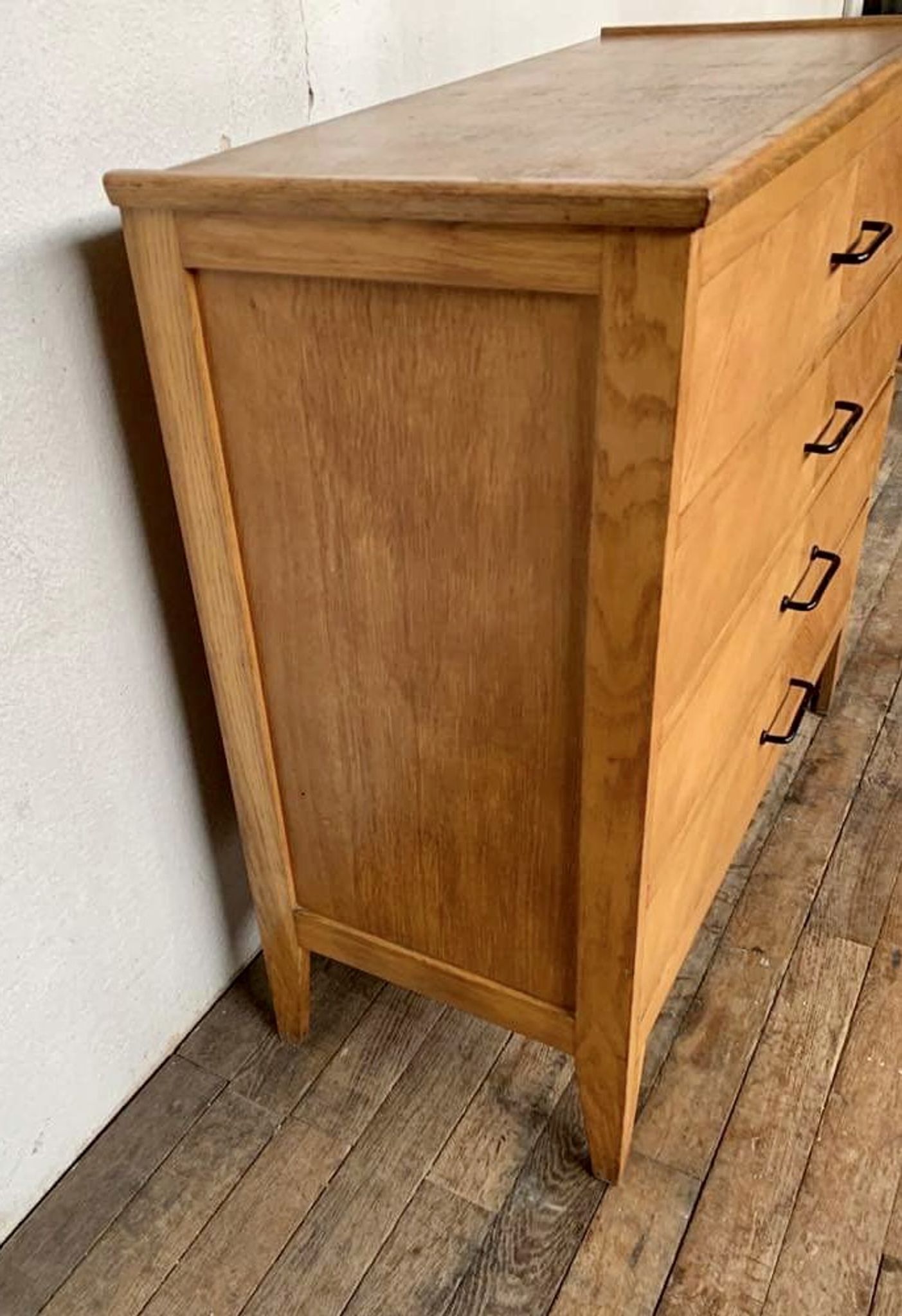 Commode à 4 tiroirs en chêne clair vintage des années 1950