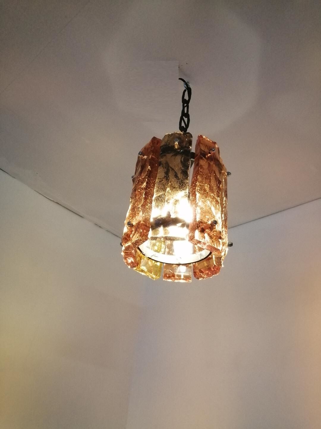 Pair of brutalist wall lamps and hanging lamps