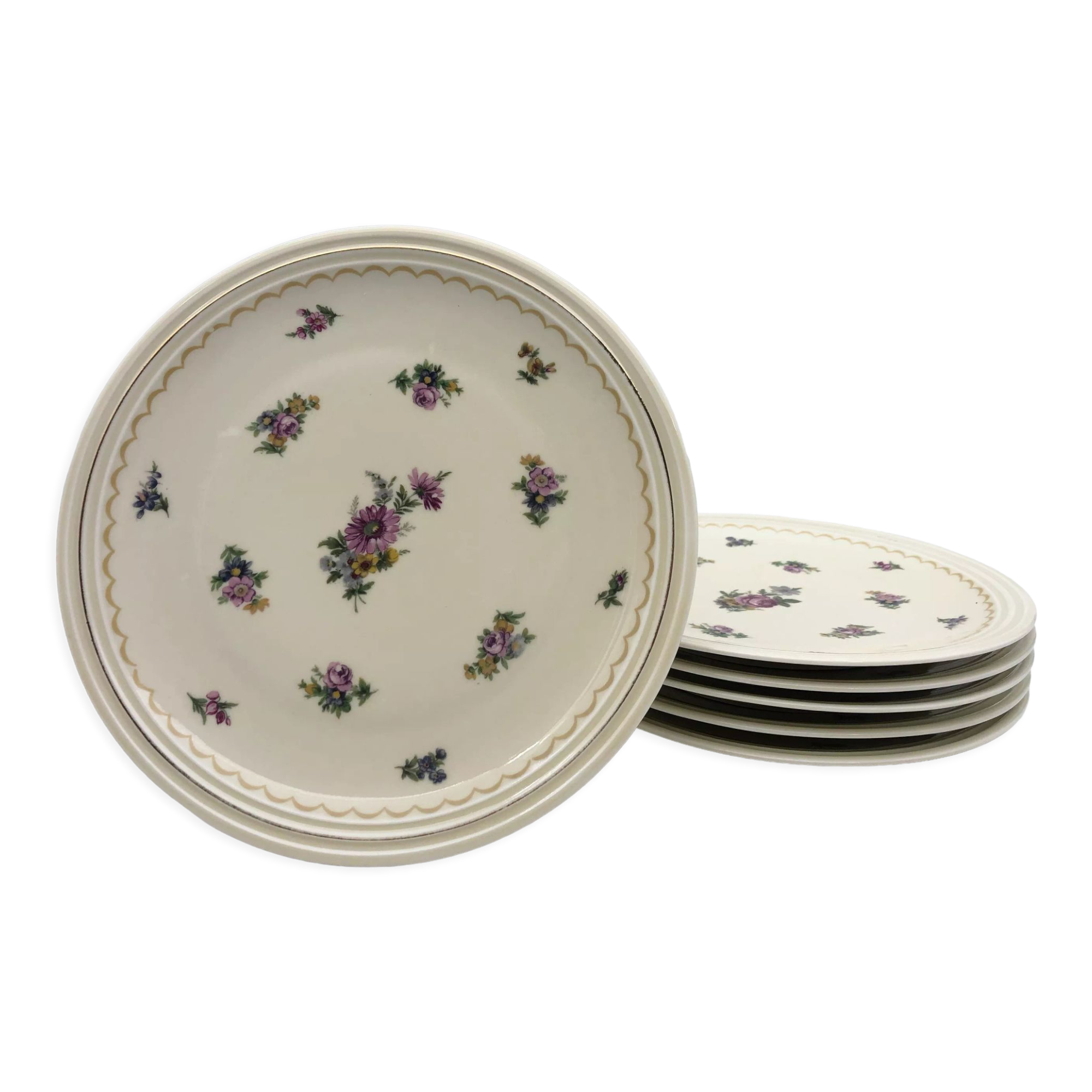 6 flat plates "A.Lanternier & Cie" Limoges