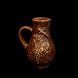 Belgian ceramic pitcher Barbotine glazed wine grape RF Belgium Old vintage terminal