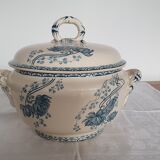 Soupière blanche et bleue