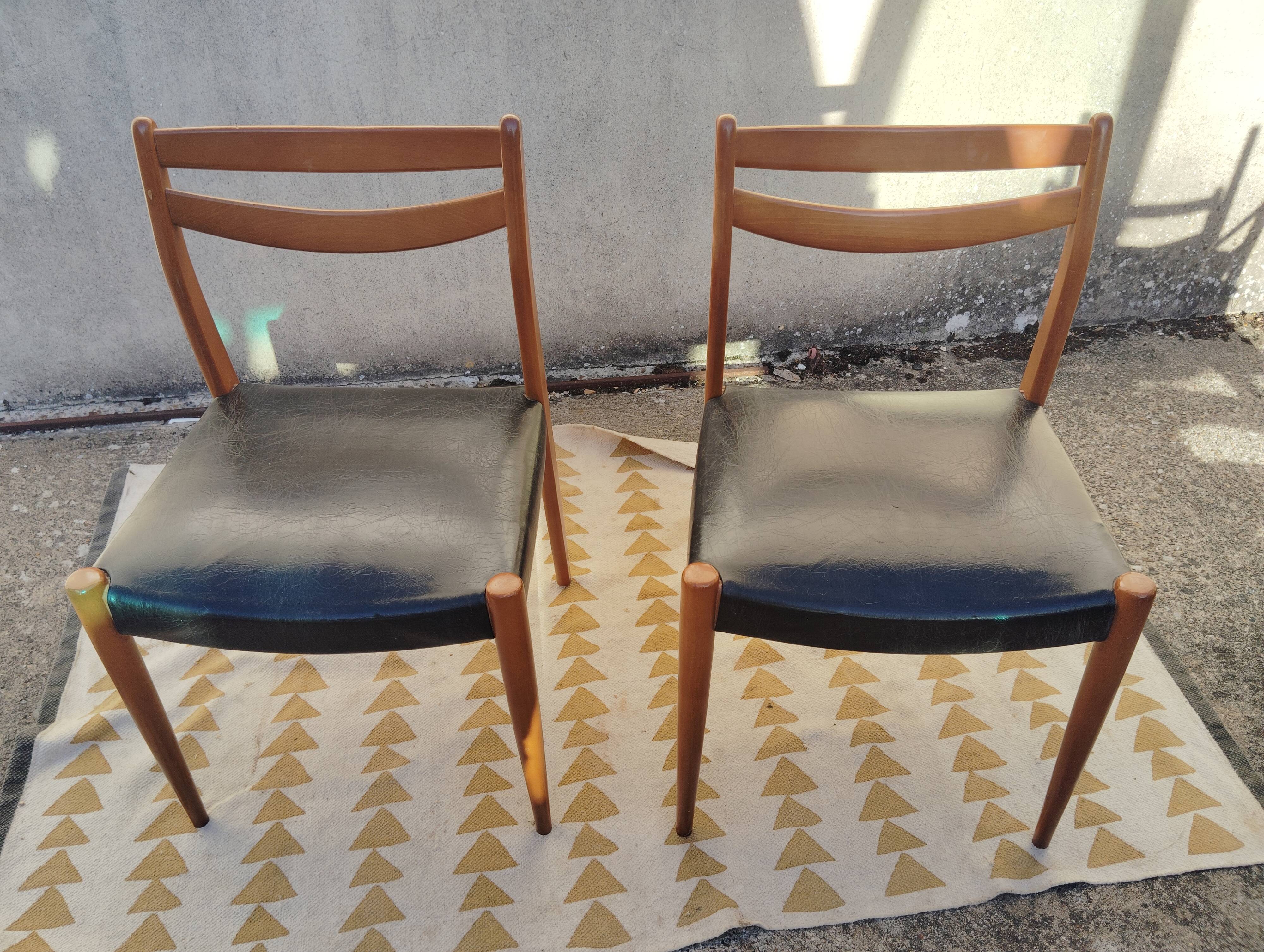 Set 6 chaises vintage scandinave dépareillées