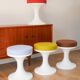 Tabouret tulipe en Plastique et Laine, Rouille, Design Space Age, 1970