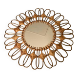 Large rattan sun mirror from the 50s/60s