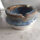 Blue glazed ceramic ashtray