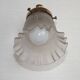 French Vintage Brass Single Wall Light Patterned Frilled Glass Shade