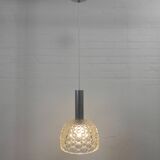 Vintage pendant lamp with glass shade with bubble pattern, 1960s