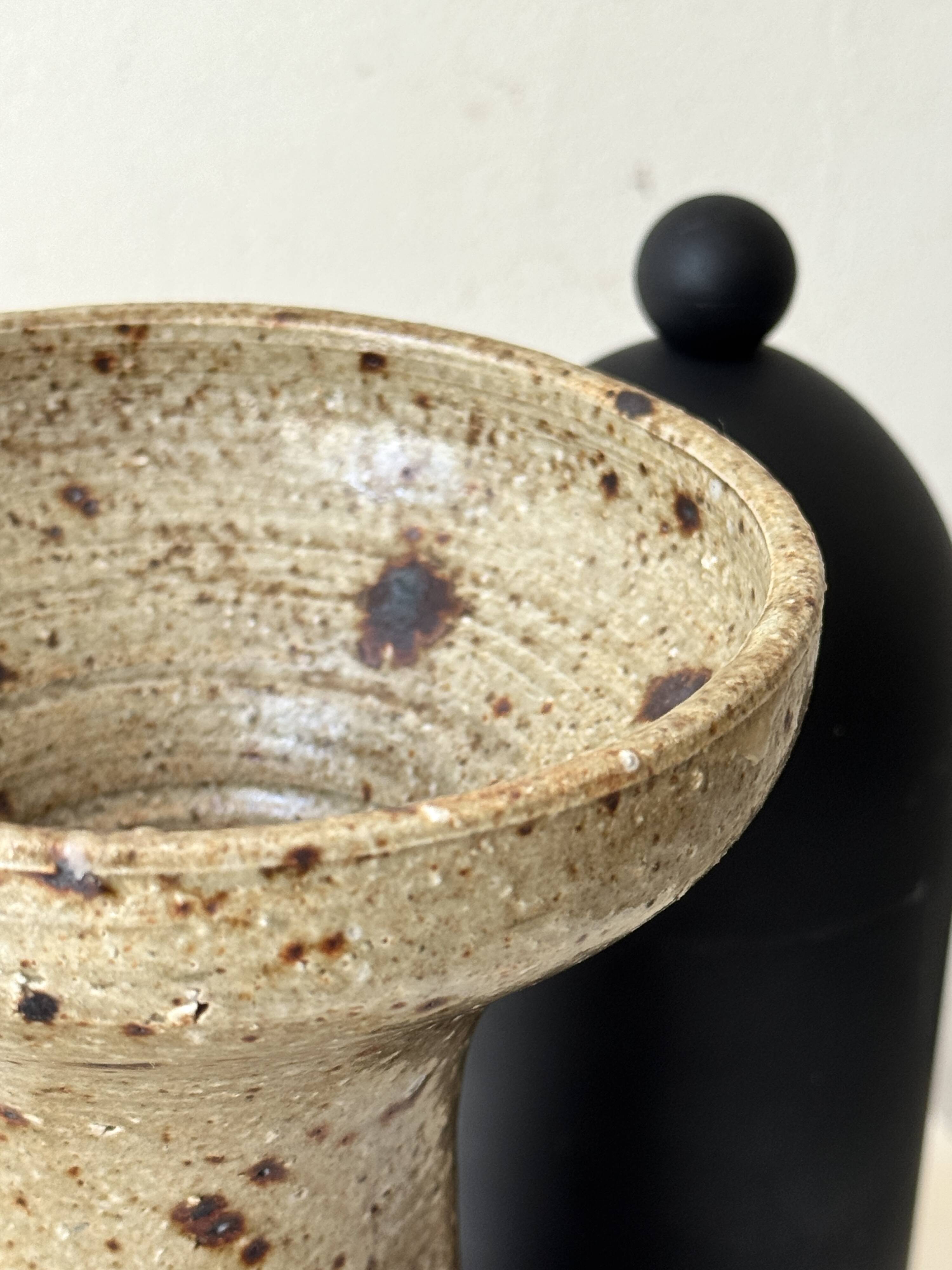 Pyrite stone candlestick vase, Alain Blanchard 1970