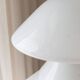 Lampe de table champignon en verre Murano blanc XXL avec détails en argent – design Space Age, années 1970