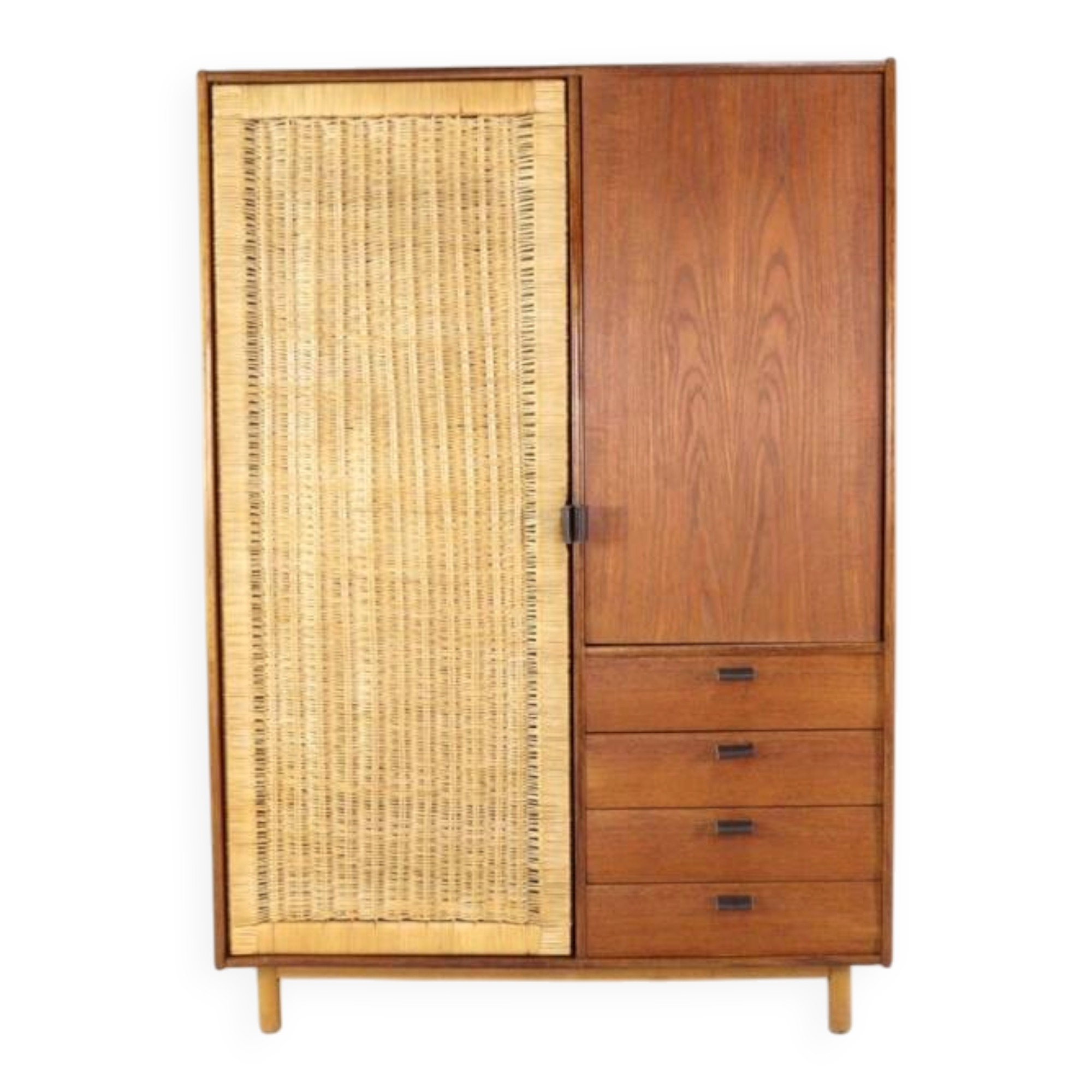 Sebastian Muggenthaler wardrobe - teak & Wicker - rare mid century design