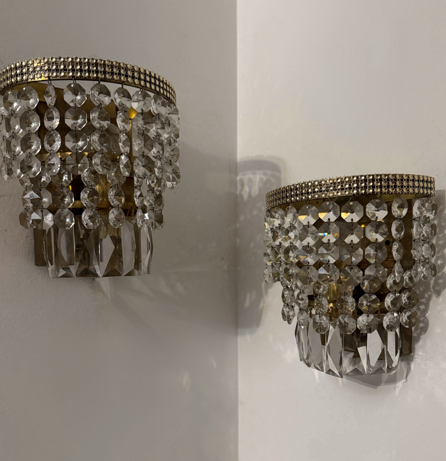 1970s brass pendant wall lights