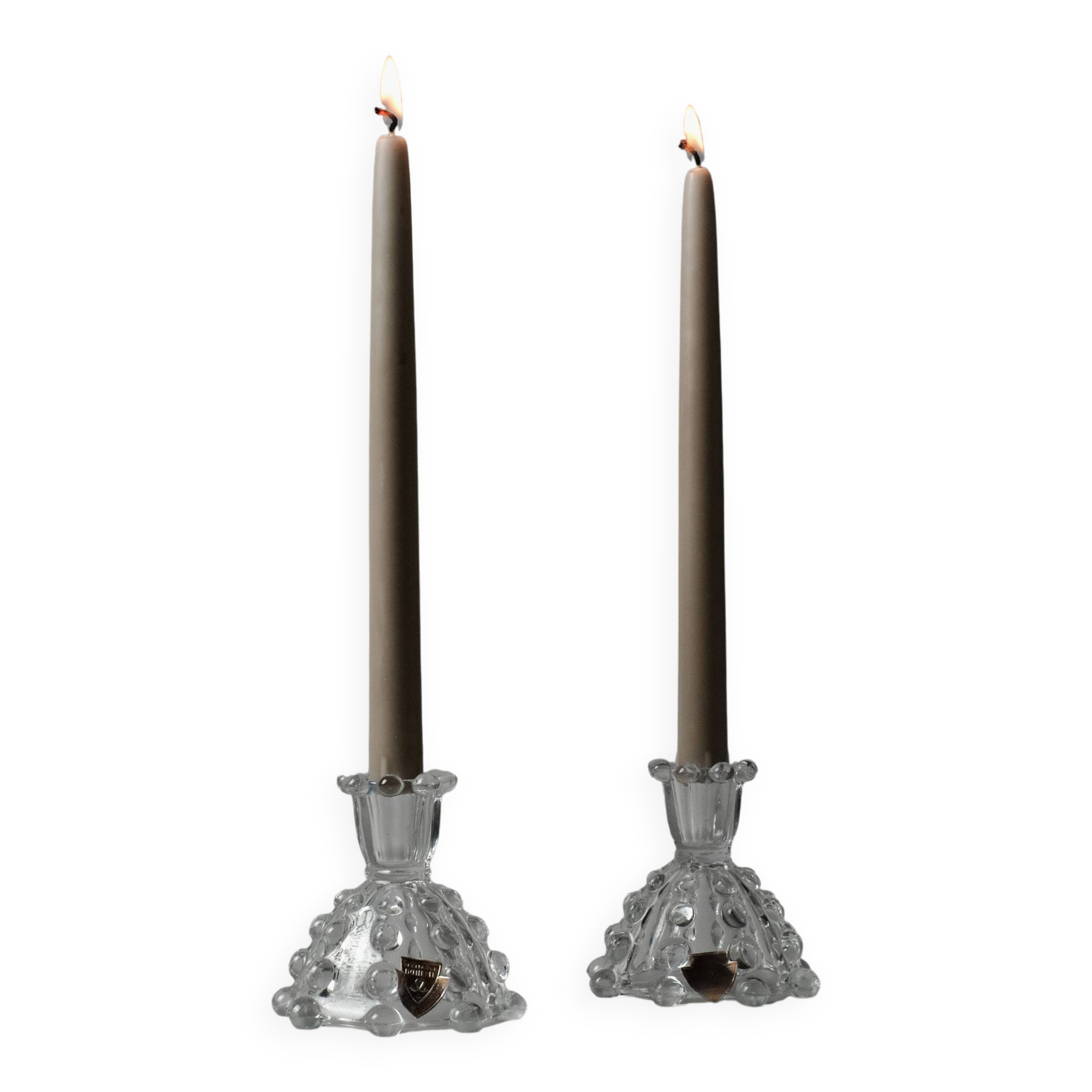 Paire de bougeoirs réversibles en cristal Bohemia, Tchécoslovaquie