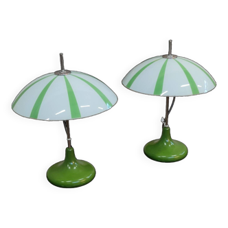 Pair of opaline lamp Space age Czech 1970