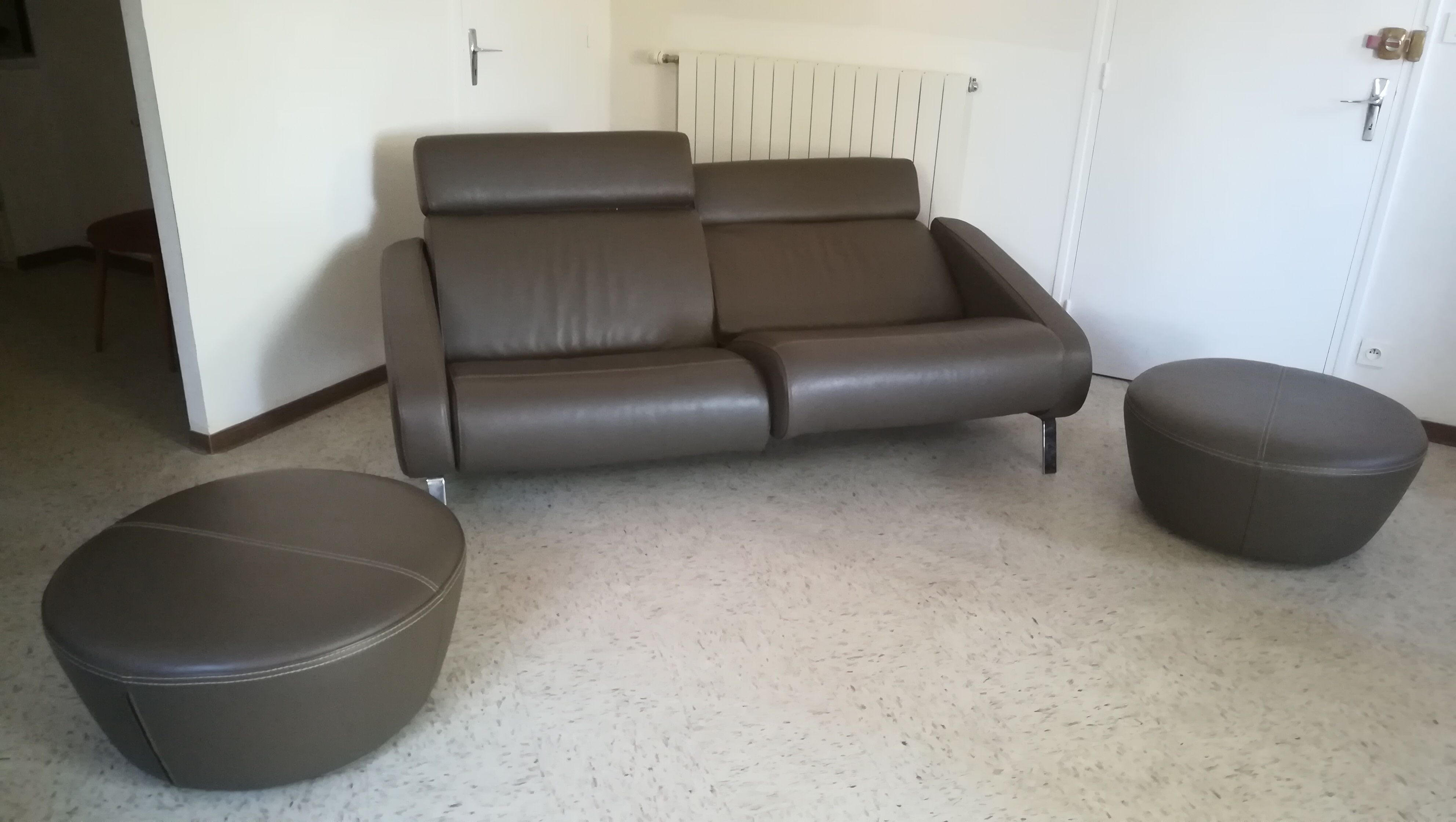 Sofa and 2 poufs, Steiner Faubourg model.