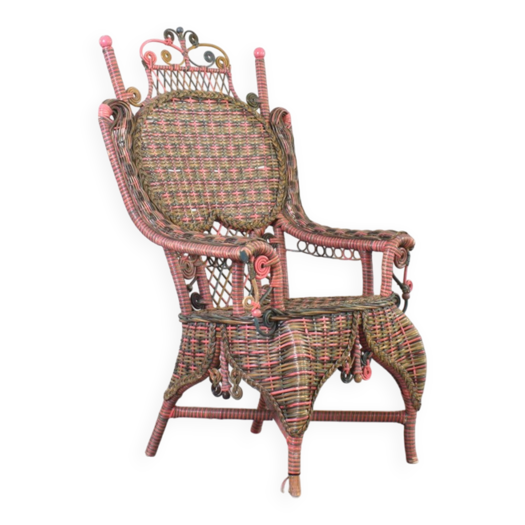 American Victorian Wicker Armchair from Heywood-Wakefield, 1910s.