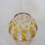 Petit vase art déco en verre cristallin jaune – Années 1950