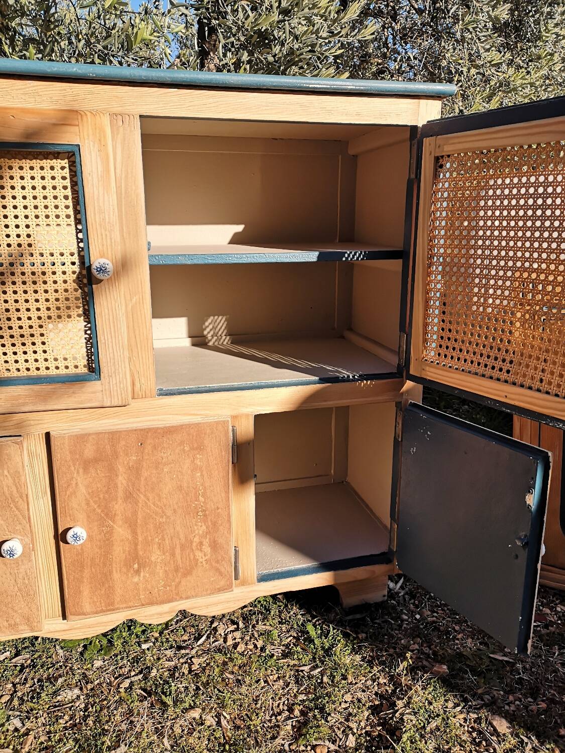 Two-piece wooden sideboard