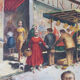'market day' - scène de rue britannique - huile sur toile