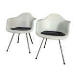 Set of 2 Vitra DAX plastic armchairs by Charles and Ray Eames