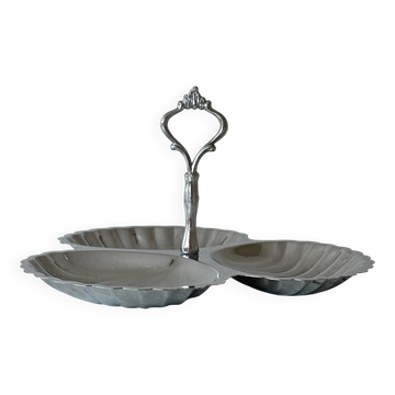 Plat de service vintage en inox brillant