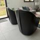 Paire fauteuil cabriolet cuir noir 1990