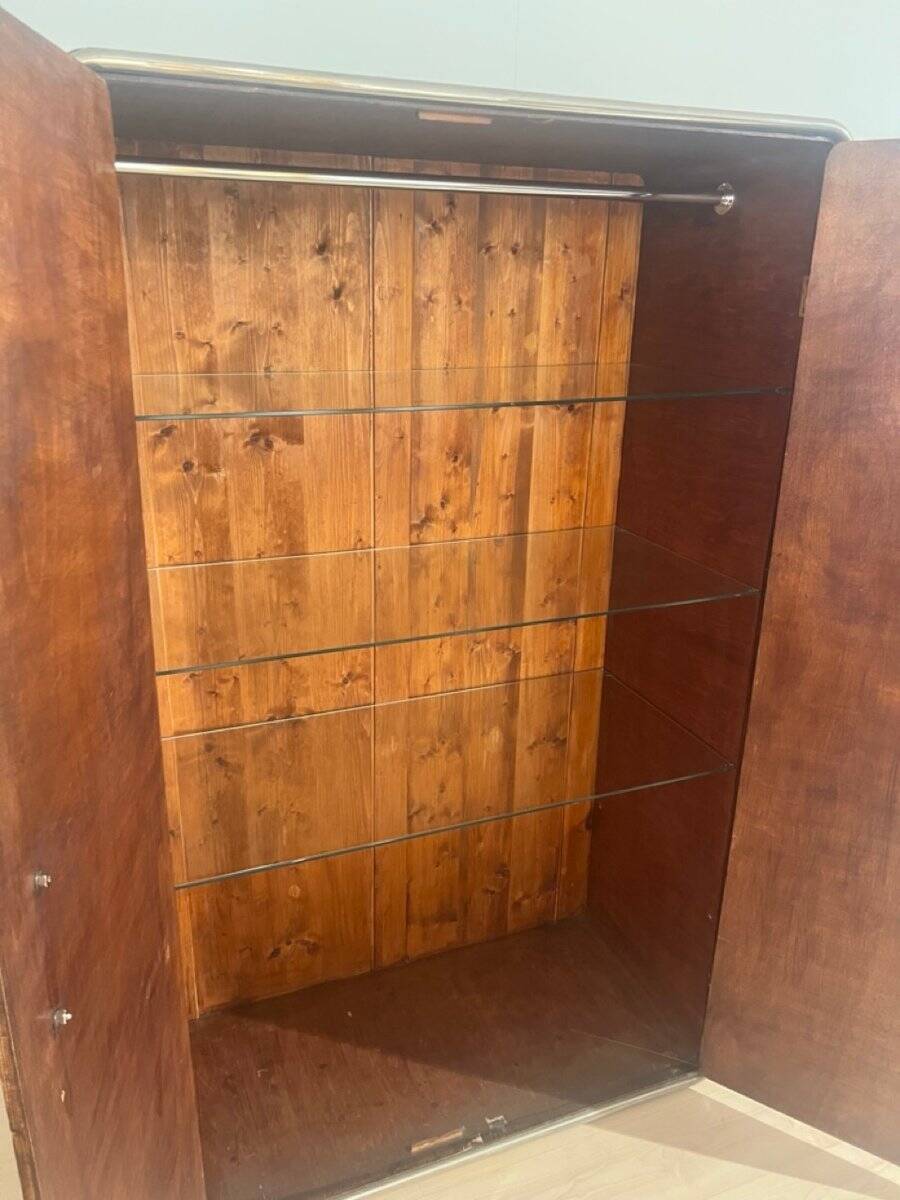 Bauhaus Wardrobe in Palisander Optic, Steel Tube and Chrome, Germany, 1930s