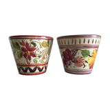Enamelled terracotta flower pots