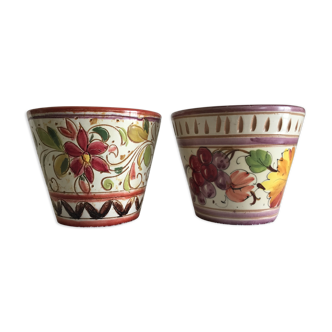 Enamelled terracotta flower pots