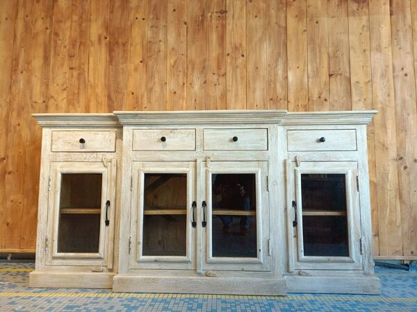Buffet / vitrine style indus/ colonial bois de manguier massif
