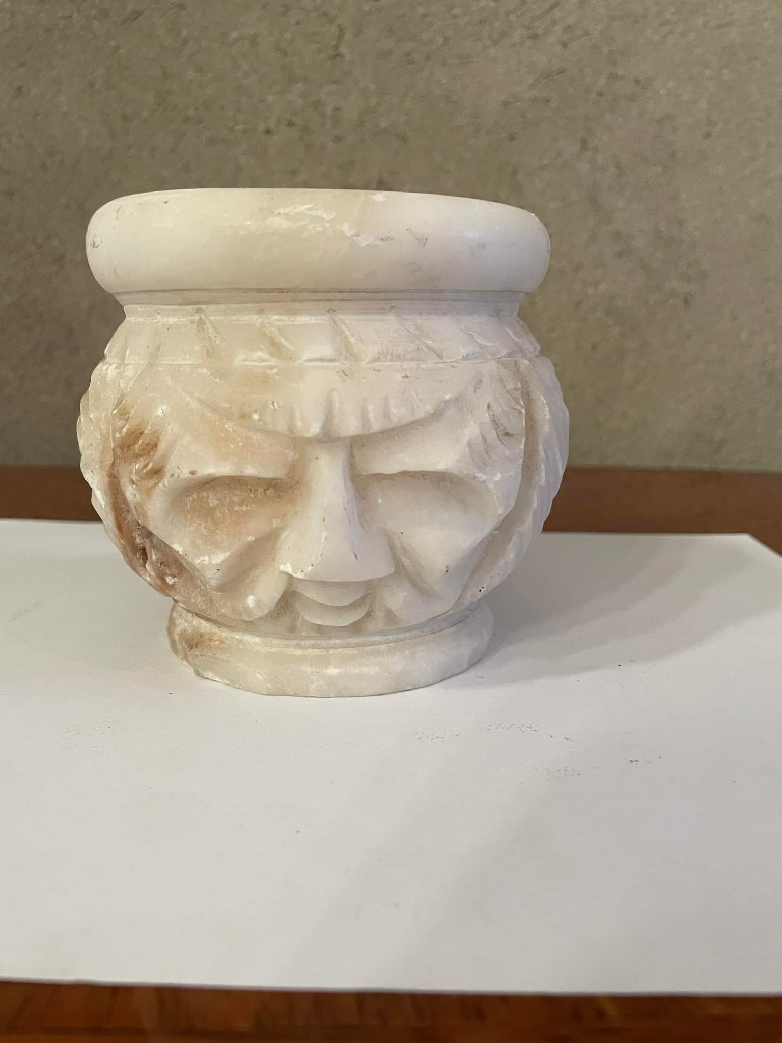 Bougeoir En Albâtre - Blanc - Sculpture Lumière - Déco Adulte
