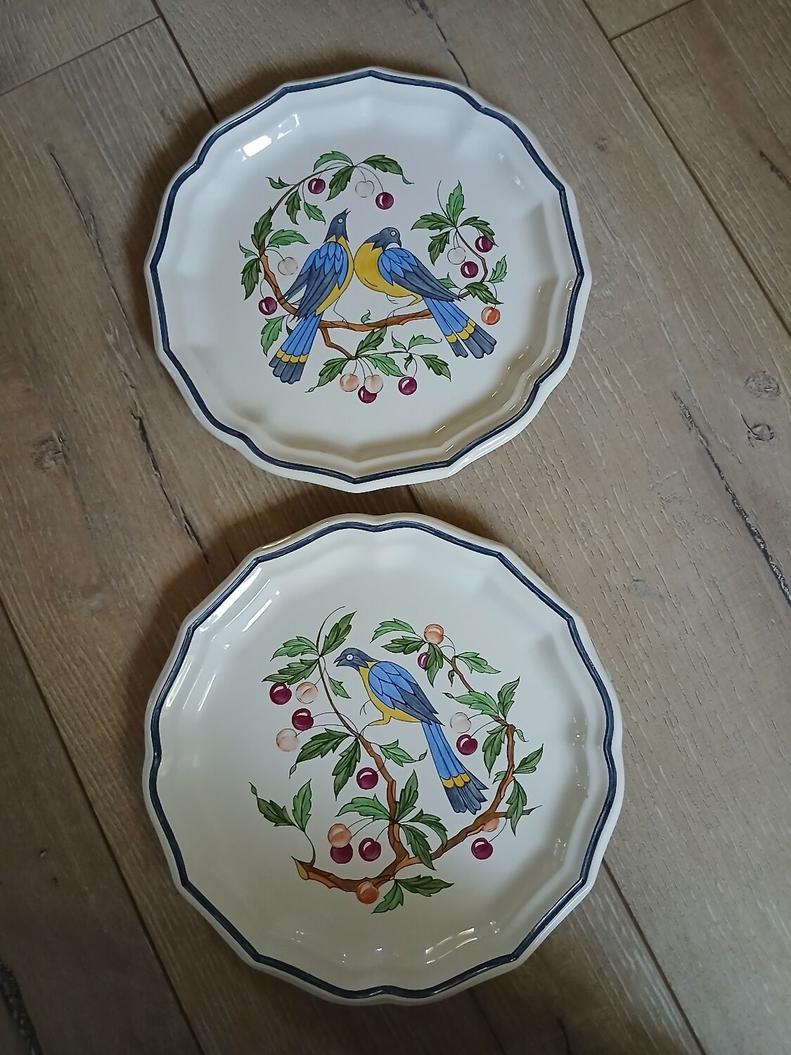 8 antique Salins dessert plates