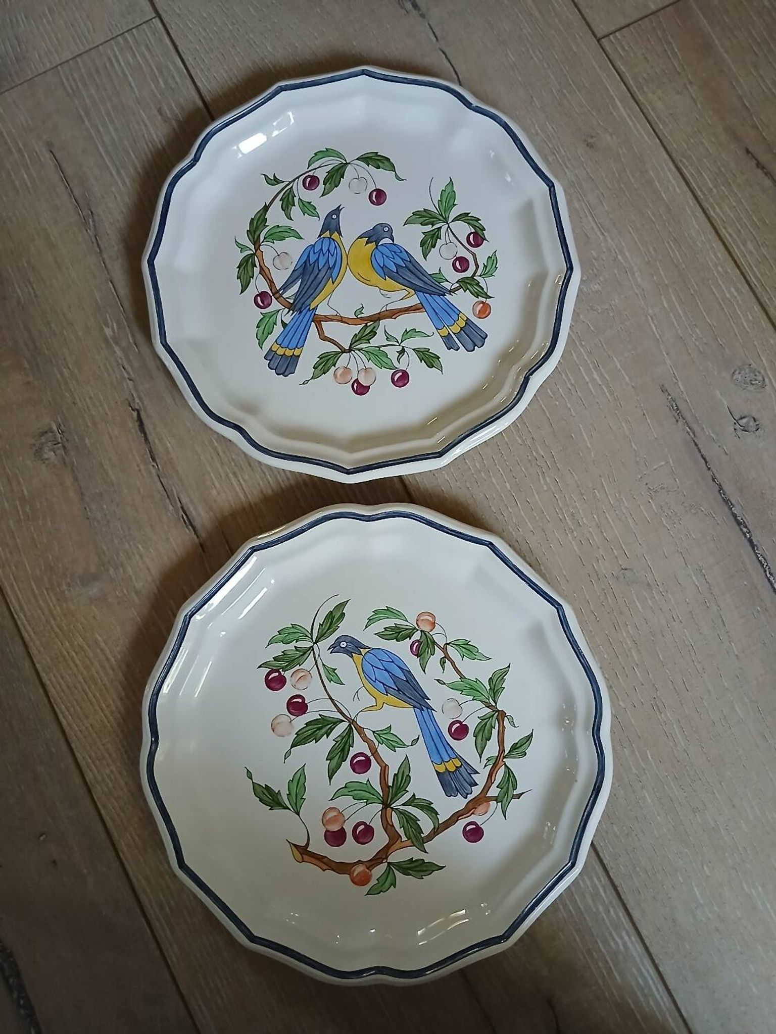 8 antique Salins dessert plates