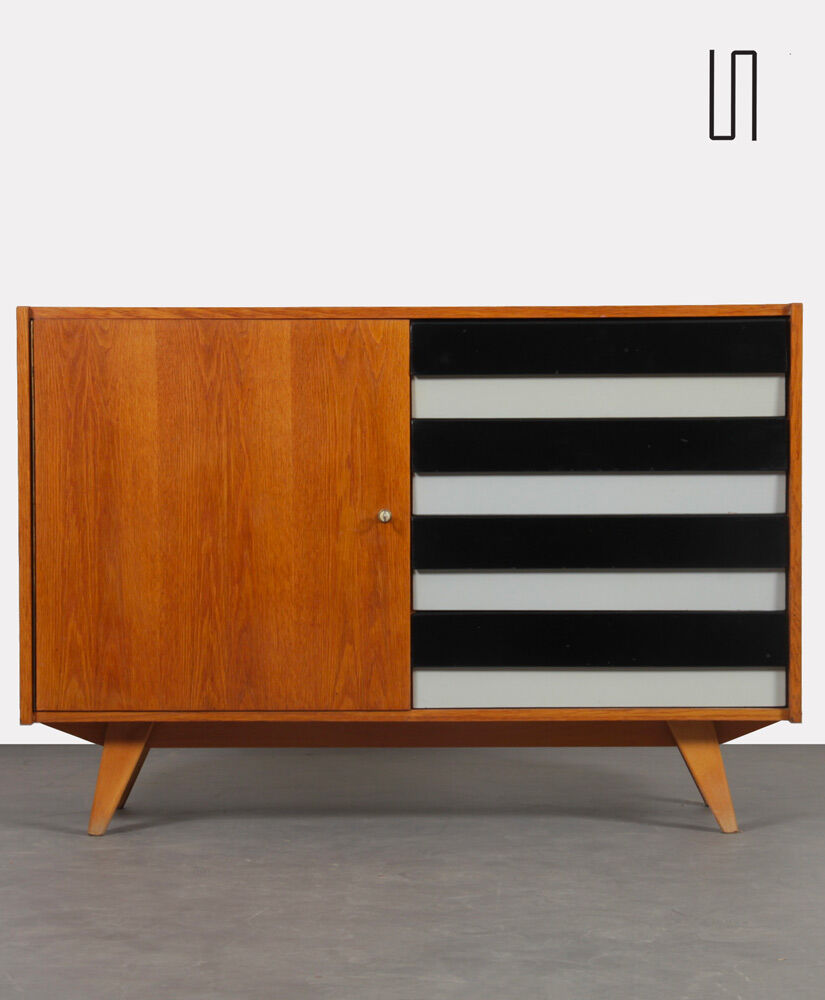Vintage oak chest of drawers by Jiri Jiroutek, model U458, 1960s