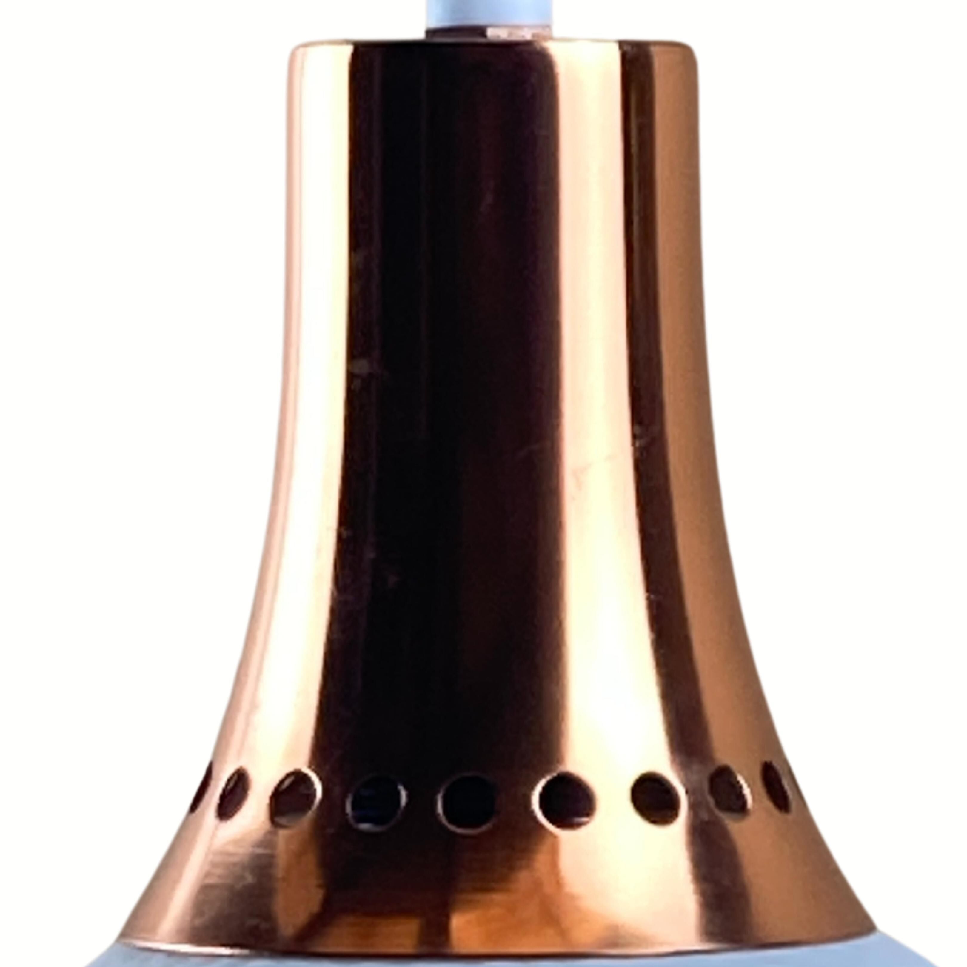 Vintage space age copper and opaline hanging lamp