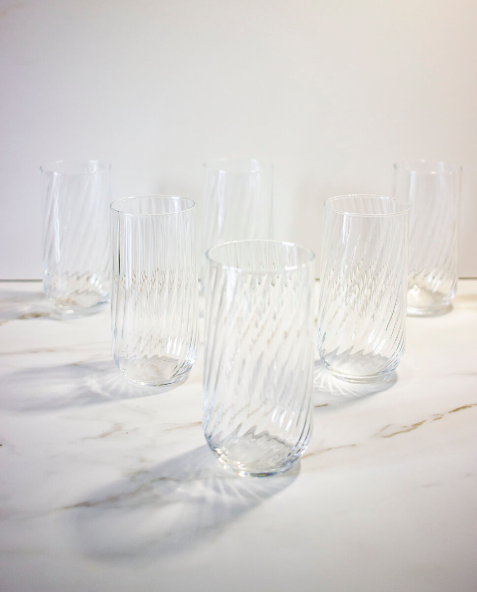 6 high ridged glasses