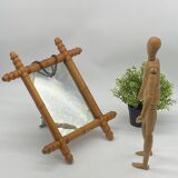 Vintage wooden bamboo style mirror