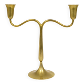 Chandelier à deux bras en laiton de Vienne de Hagenauer, porte-bougie milieu du siècle, Autriche, années 1940