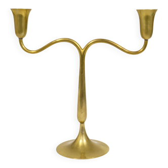 Two-armed brass chandelier from Vienna by Hagenauer, mid-century candle holder, Austria, 1940s.