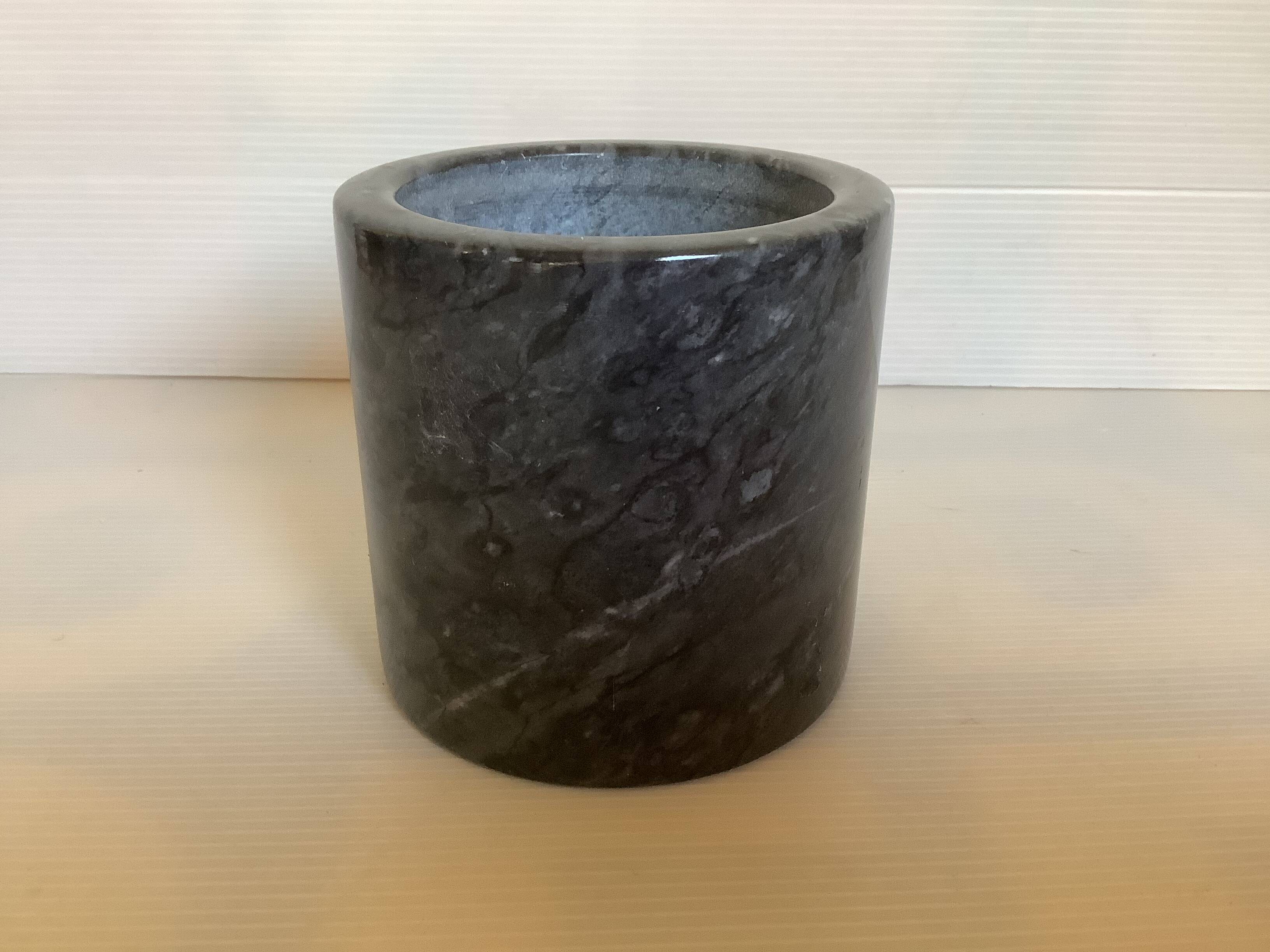 Black gray marble pencil pot