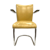 Fauteuil vintage en chrome et simili cuir