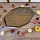 Art deco style black glass tray decorated with leaves