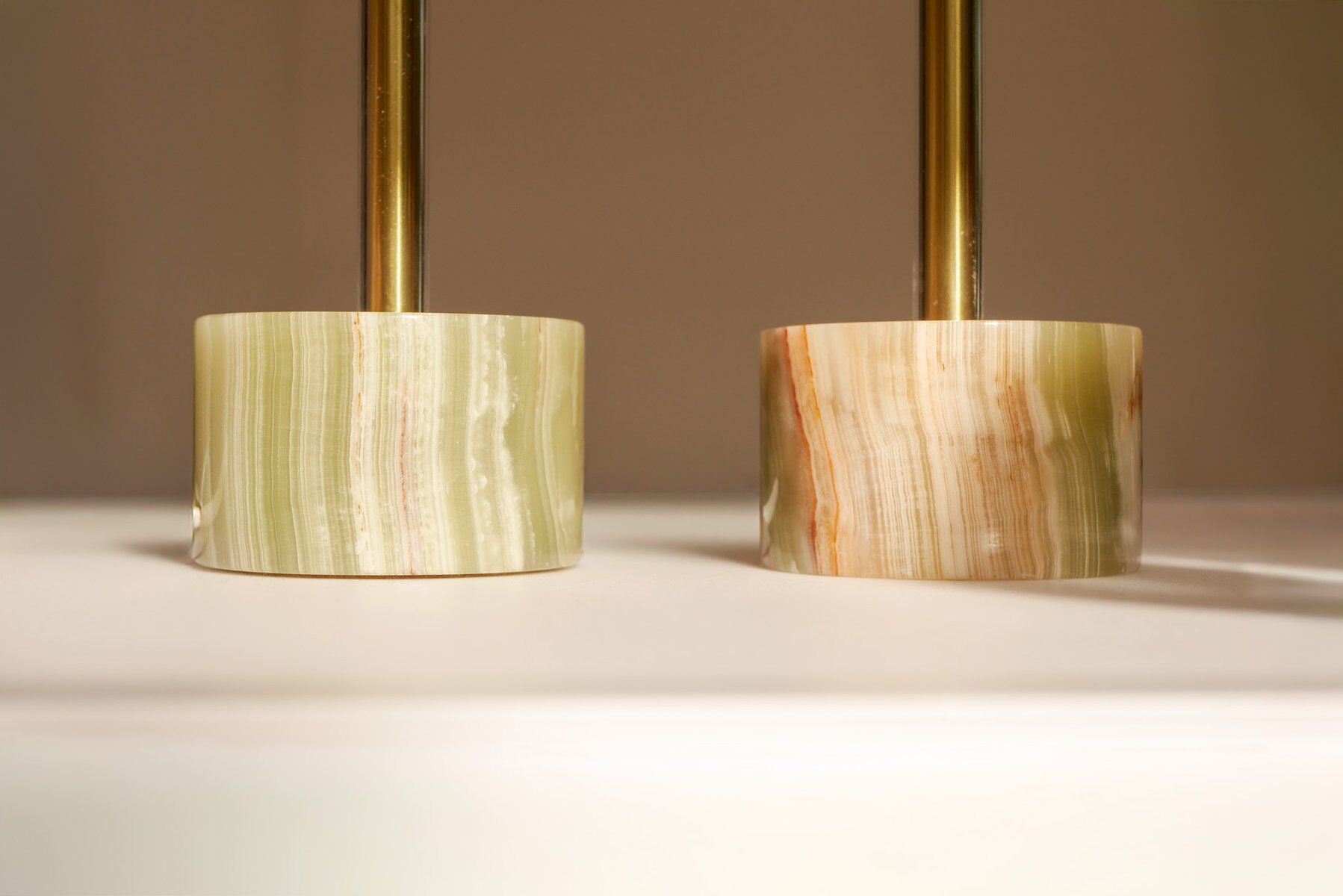 Mid-century modern Italian onyx and brass table lamps, set of 2