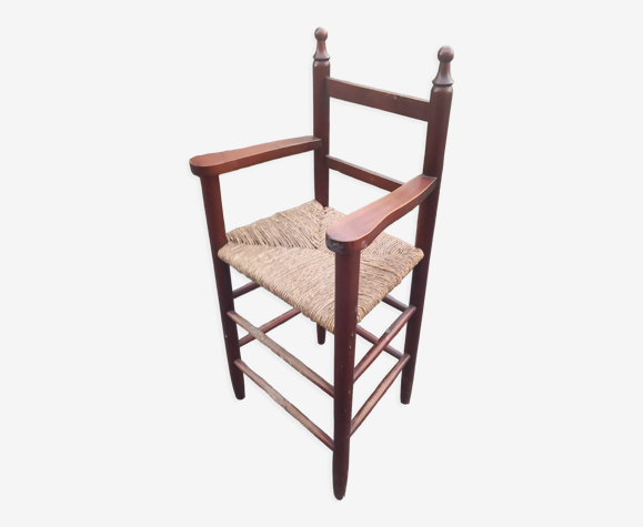 Mulched children's high chair and vintage wood