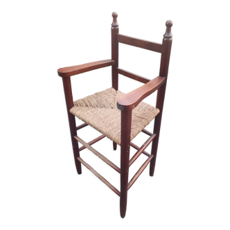Mulched children's high chair and vintage wood