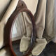 Vintage leather mirror 1940/50 in the spirit of Adnet