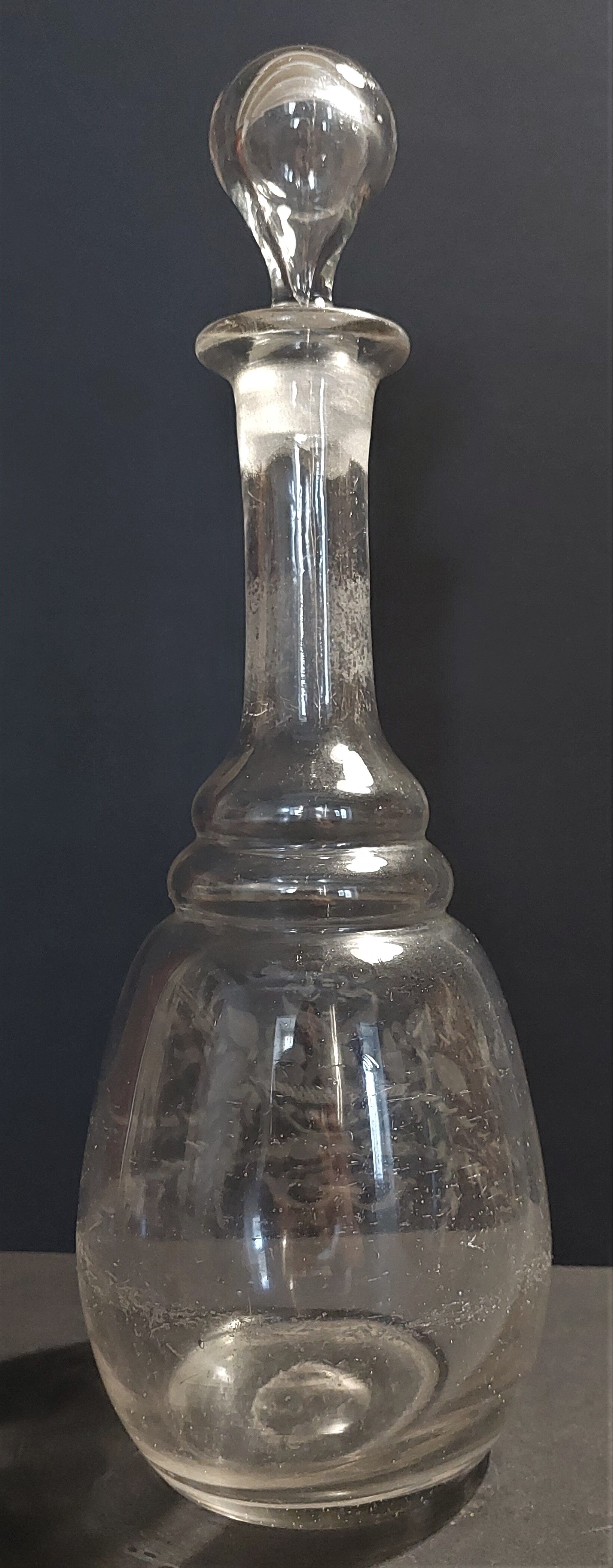 Engraved glass decanter late nineteenth century