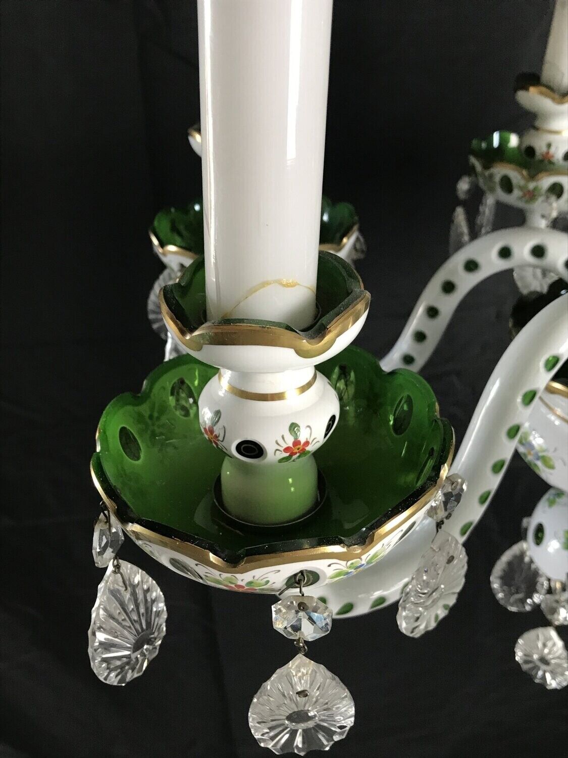 White overlay glass chandelier