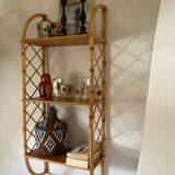 Etagère murale en rotin vintage